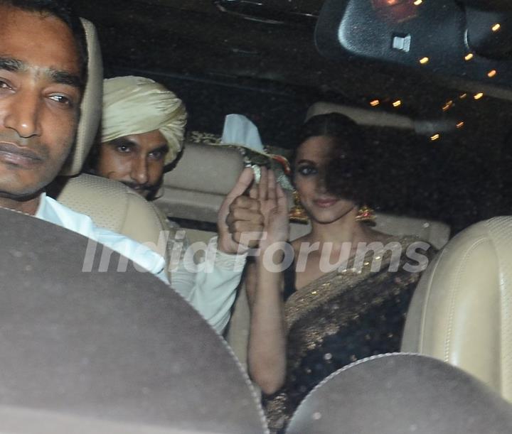 Ranveer Singh and Deepika Padukone at Big B's Diwali Bash