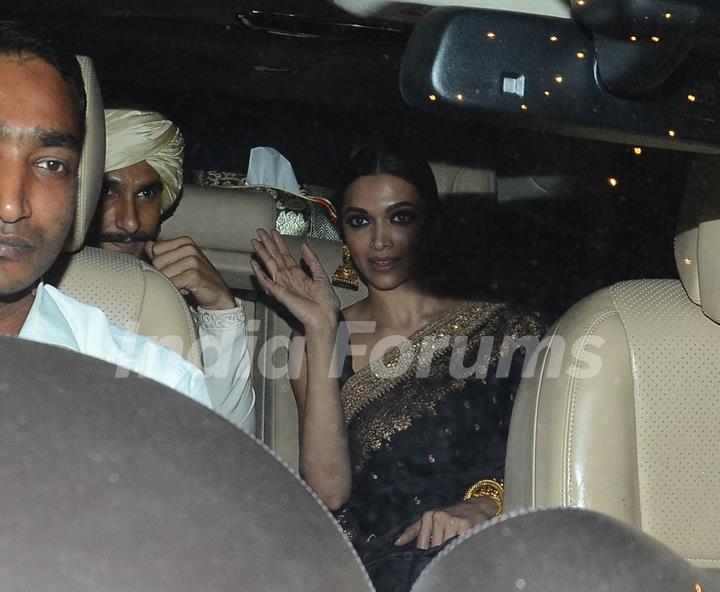 Ranveer Singh and Deepika Padukone at Big B's Diwali Bash