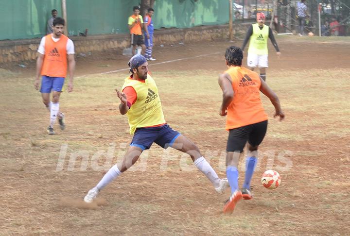 Ranbir Kapoor and Sidharth Malhotra Snapped Playing a Friendly Soccer Match