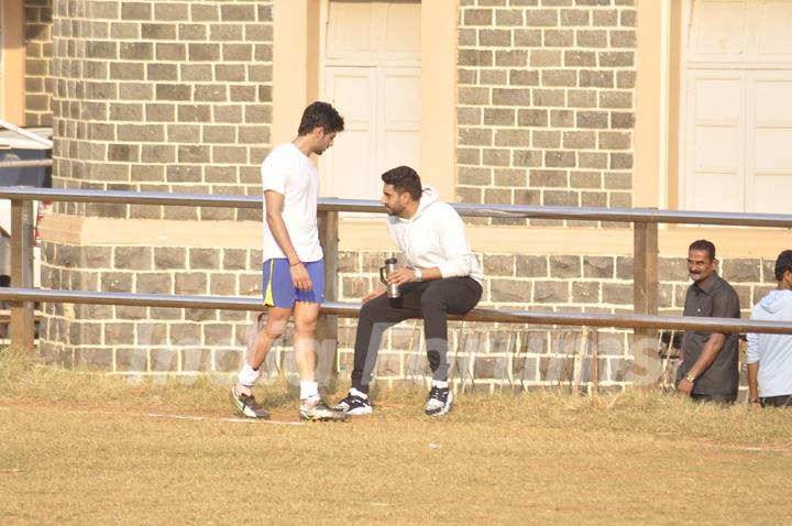 Abhshek Bachchan and Sidharth Malhotra Snapped Playing a Friendly Soccer Match