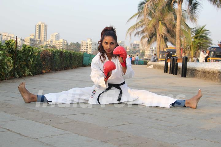 Sandhya Shetty, a black belt in Karate Goju Ryu style