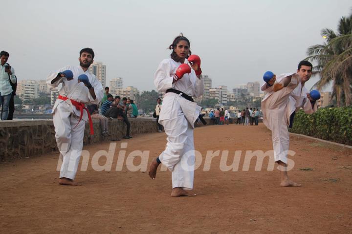 Three Time State Champion Sandhya Shetty, a black belt in Karate Goju Ryu style