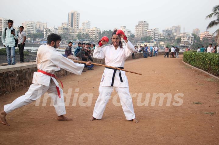 Six Time National Champion Sandhya Shetty, a black belt in Karate Goju Ryu style