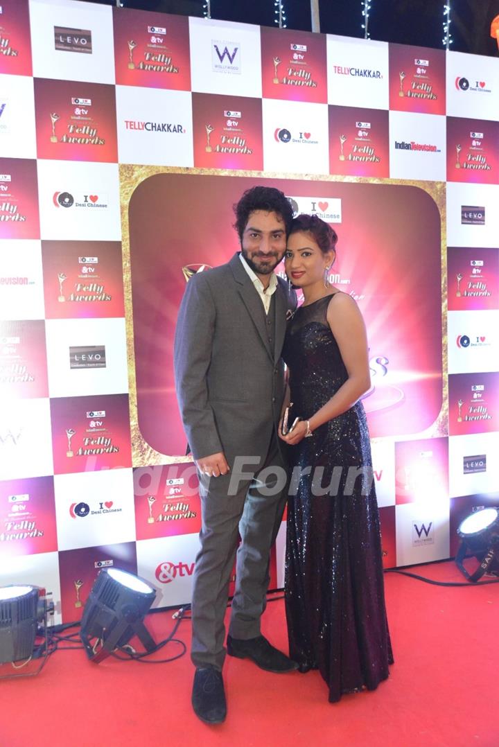 Praneet Bhatt with wife Kanchan at 14th Indian Telly Awards Nomination Ceremony