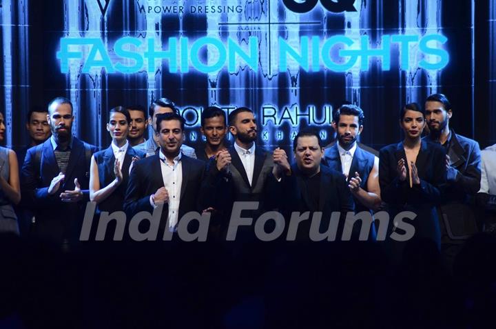 Ranveer Singh along with models at GQ Fashion Night