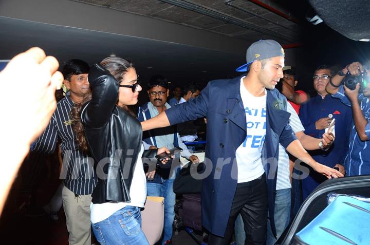 Kajol and Varun Dhawan Snapped at Airport