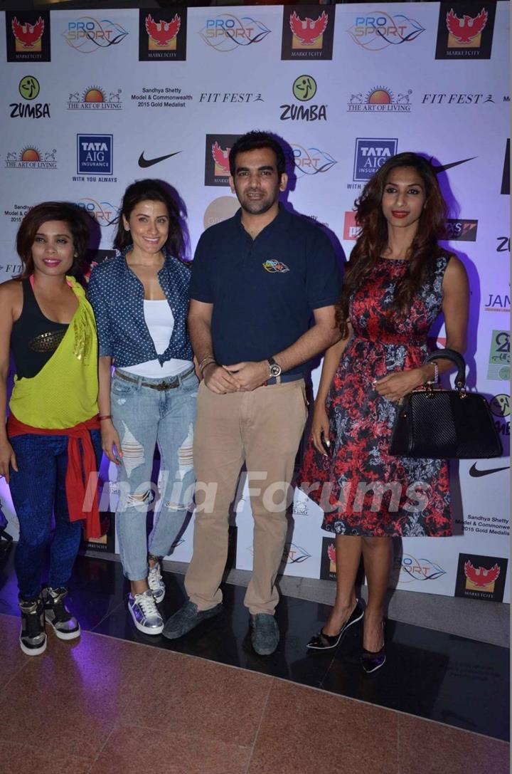 Zaheer Khan, Yasmin Karachiwala and Sandhya Shetty at 'Fit Fest' by Pro Sport Fitness