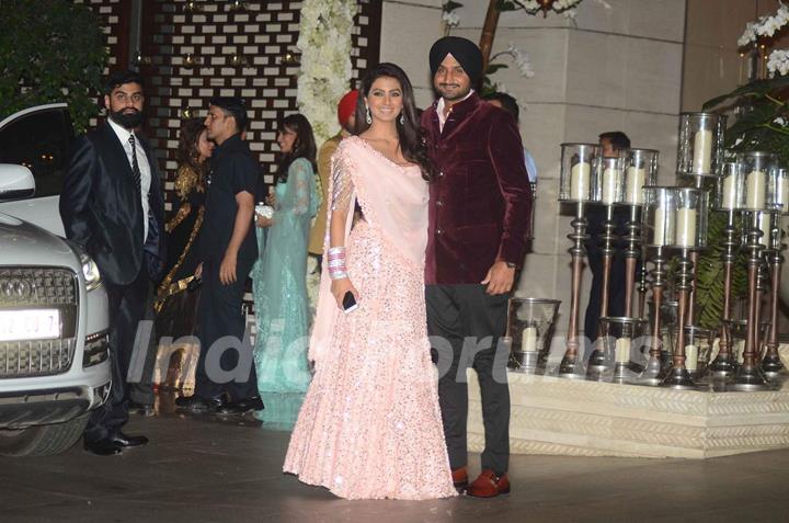 Harbhajan Singh with wife Geeta Basra at Mukesh and Nita Ambani's Bash