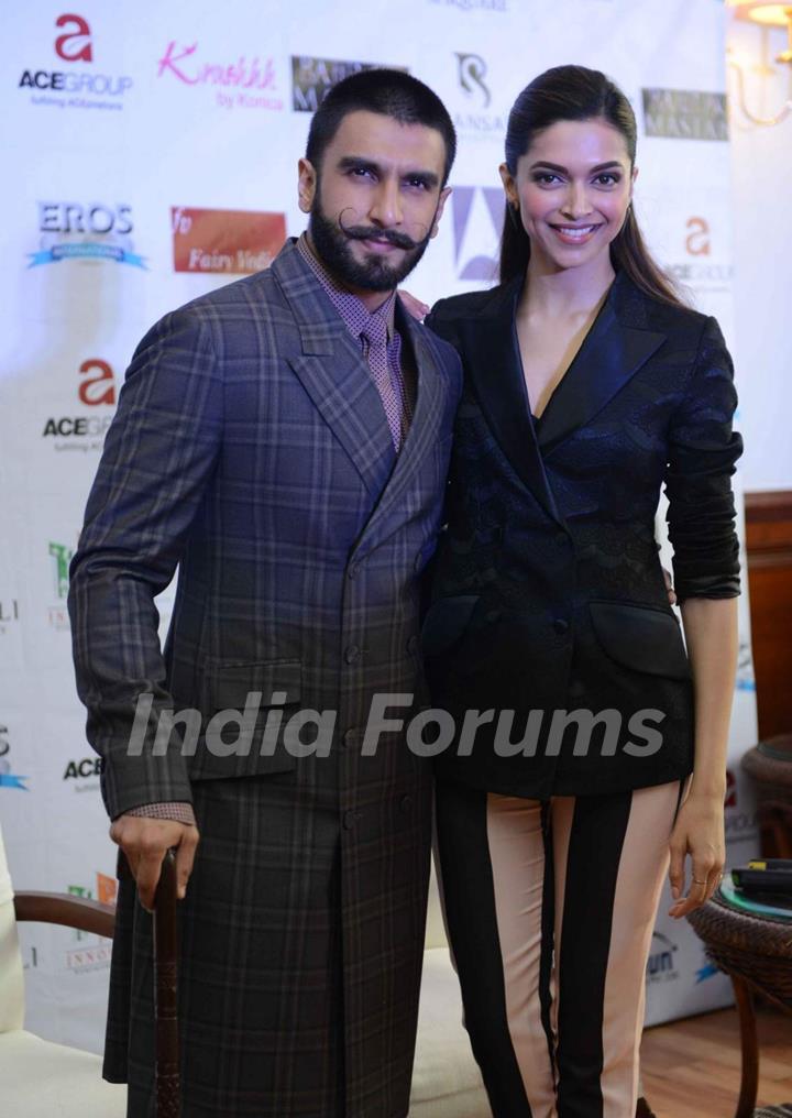 Ranveer Singh and Deepika Padukone at Press Meet of Bajirao Mastani in Delhi