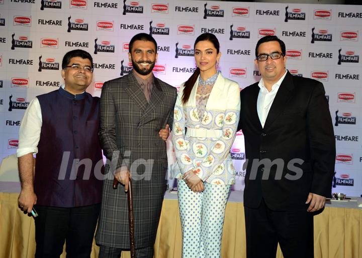 Mastani Deepika Padukone and Bajirao Ranveer Singh at Filmfare Awards Press Meet 2015