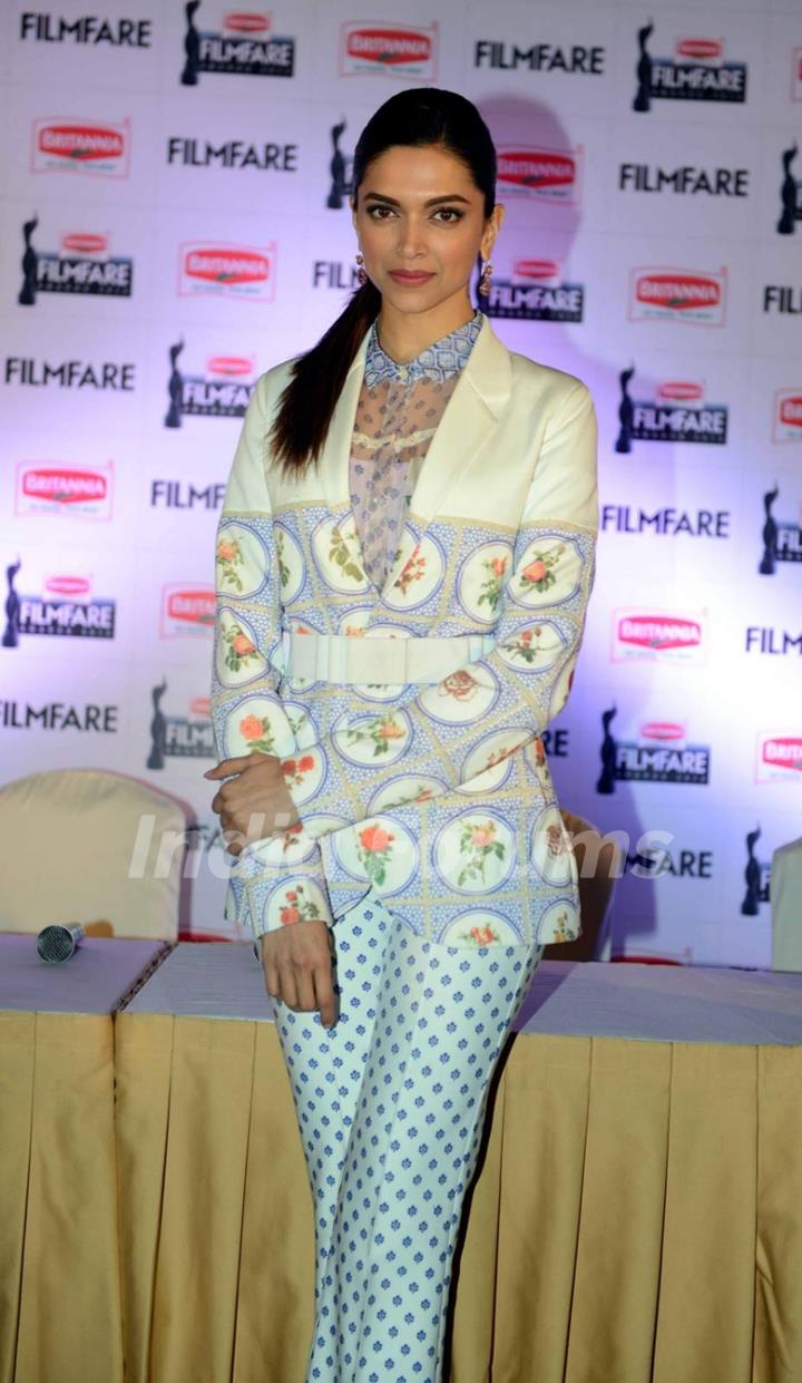 Elegant Beauty Deepika Padukone at Filmfare Awards Press Meet 2015