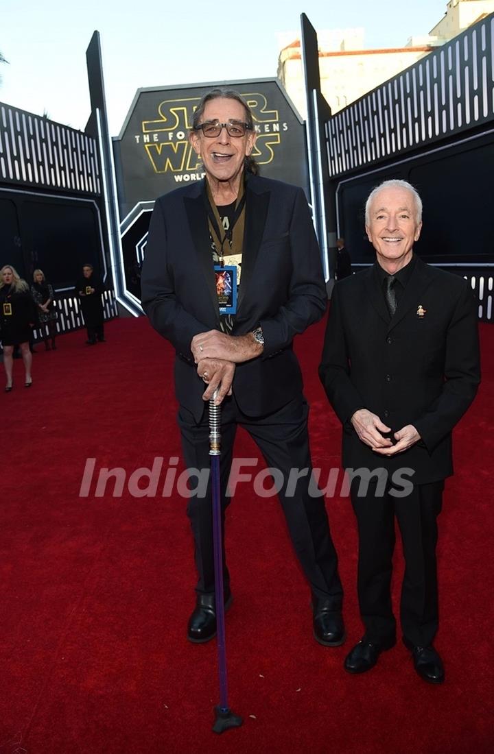 Peter Mayhew and Anthony Daniels at Premiere of 'Star Wars: The Force Awakens'