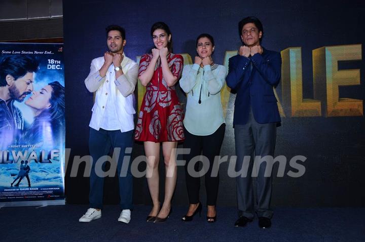 Shah Rukh Khan, Kajol, Varun Dhawan and Kriti Sanon at Launch of 'Tukur Tukur' Song of Dilwale