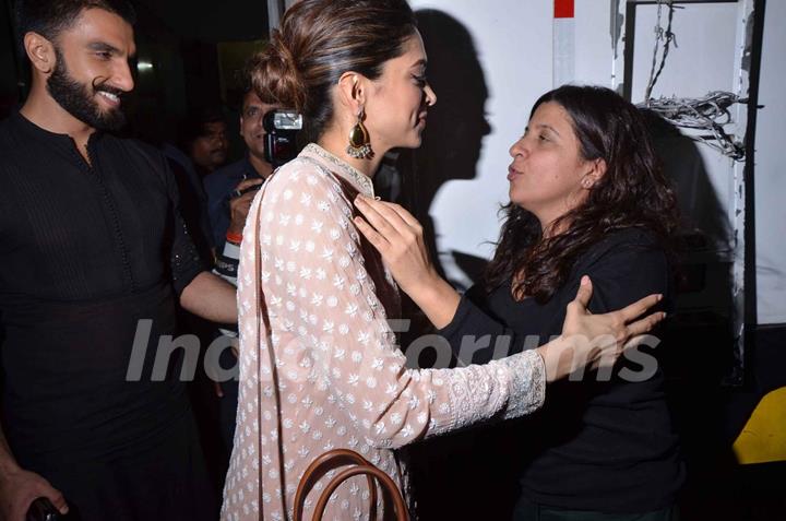 Ranveer Singh and Deepika Padukone with Zoya Akhtar at Mehboob Studios