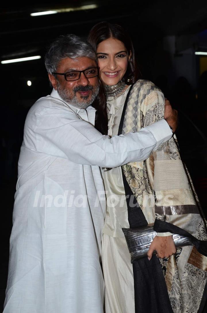 Sanjay Leela Bhansali with Sonam Kapoor at Special Screening of Bajirao Mastani