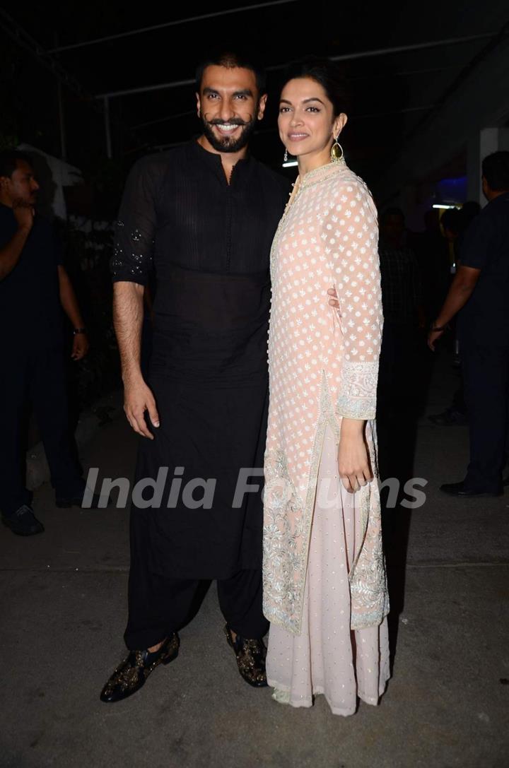 Ranveer Singh and Deepika Padukone at Special Screening of Bajirao Mastani