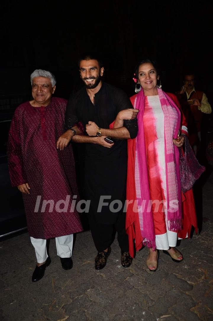 Ranveer Singh with Javed Akhtar and Shabana Azmi at Special Screening of Bajirao Mastani