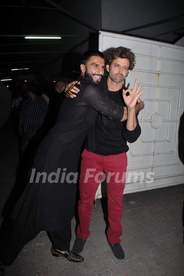 Ranveer and Hrtithik at Special Screening of Bajirao Mastani