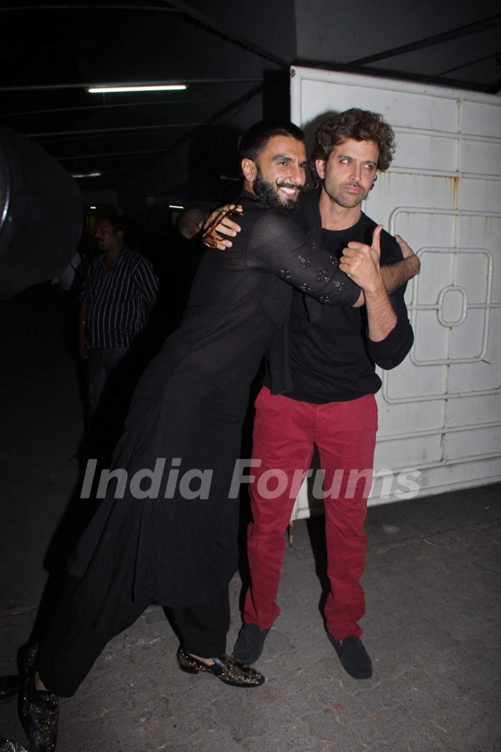 Ranveer and Hrithik at Special Screening of Bajirao Mastani