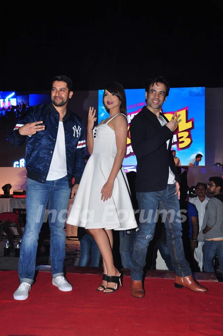 Aftab Shivdasani, Tusshar Kapoor and Gauahar Khan at Song Launch of 'Kya Kool Hain Hum3'