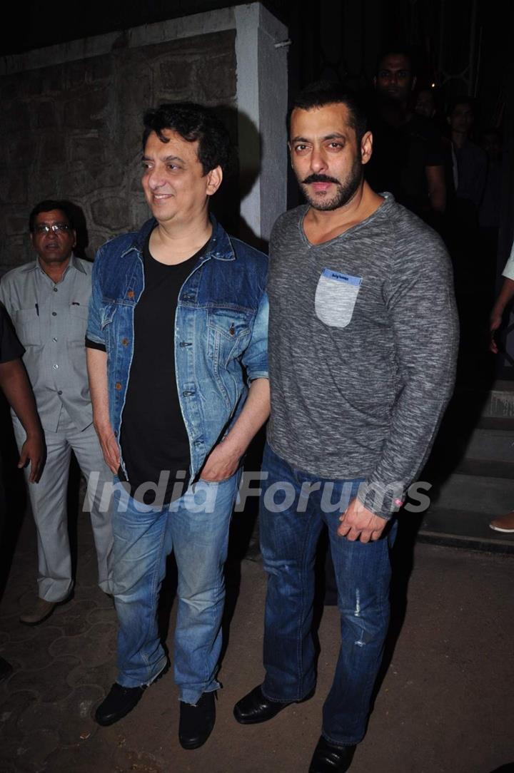 Salman Khan snapped Sajid Nadiadwala post Dinner