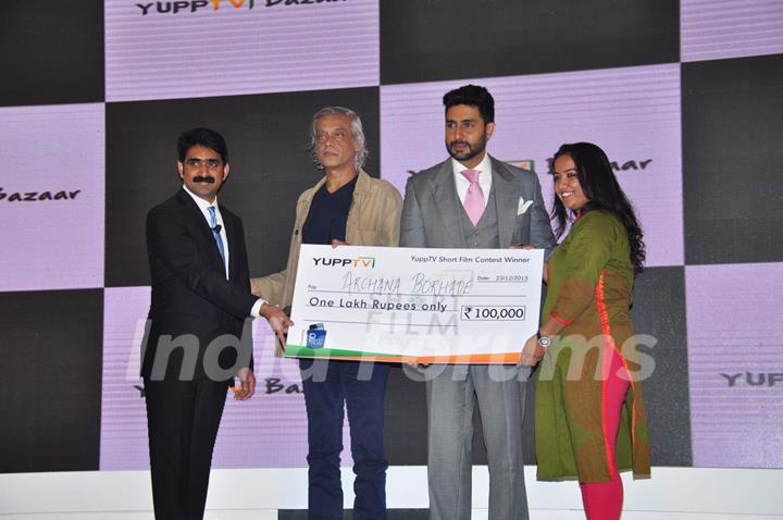 Sudhir Mishra and Abhishek Bachchan at Launch of 'Yupp TV Bazaar'