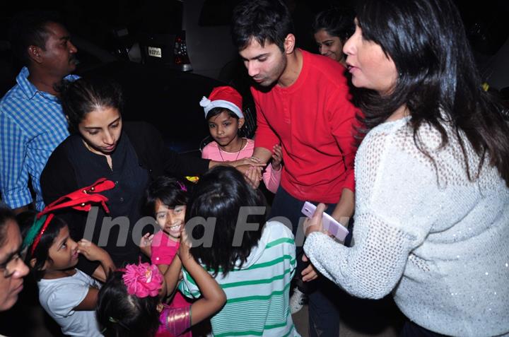 Varun Dhawan interacting with Kids at the Christmas Celebrations