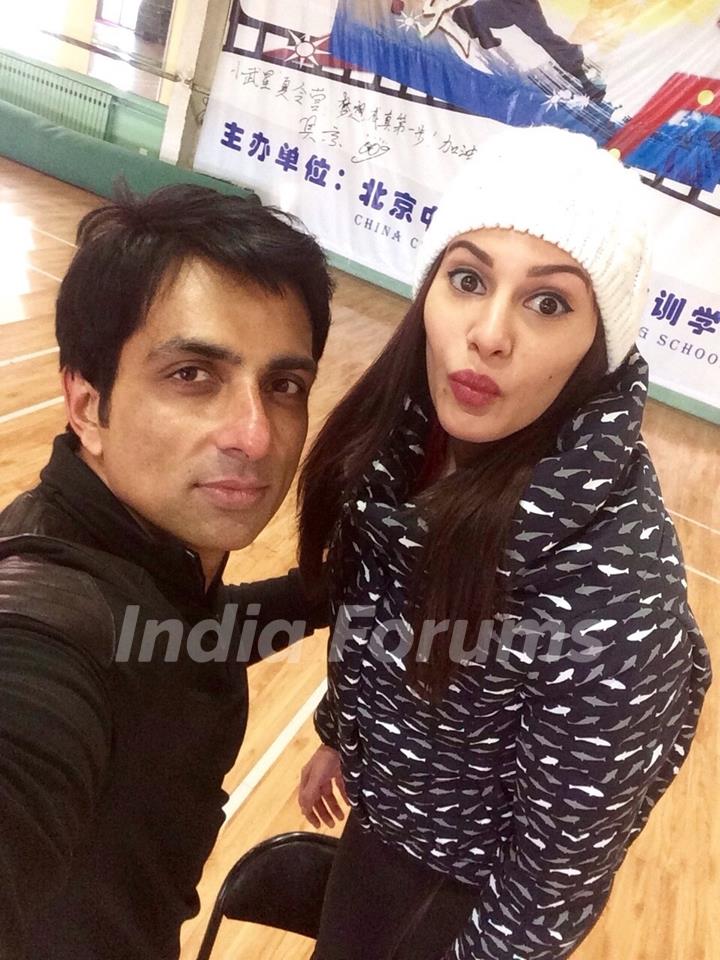 Amyra Dastur and Sonu Sood Bond On the Sets Kung Fu Yoga