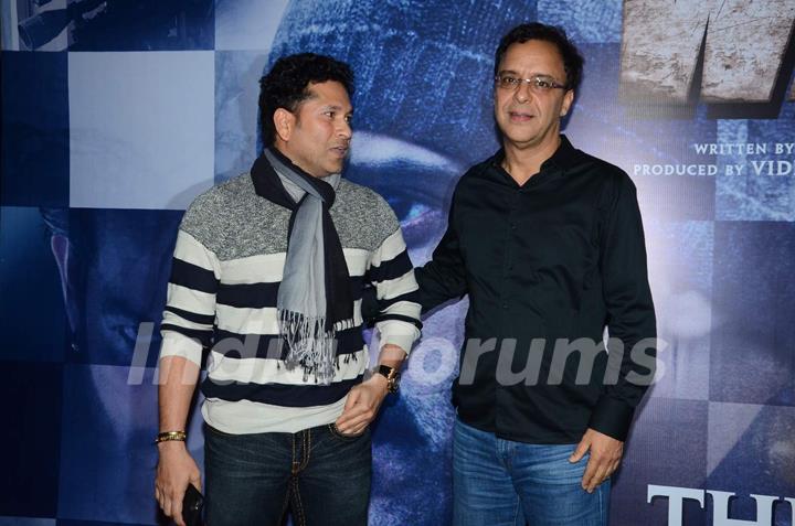 Sachin Tendulkar and Vidhu Vinod Chopra at Special Screening of Wazir