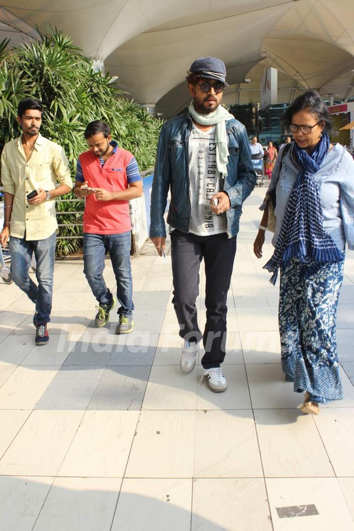 Irrfan Khan Snapped in his Cool New Look at Airport