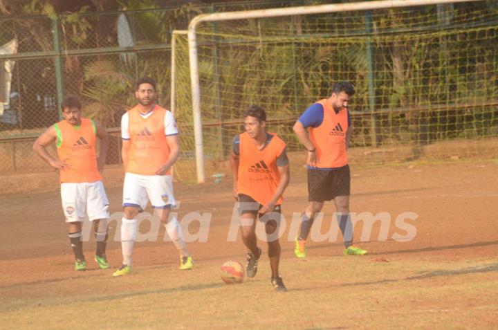 Abhishek Bachchan and Raj Kundra Snapped Practicing Soccer