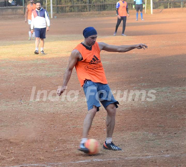 Dino Morea Snapped Practicing Soccer