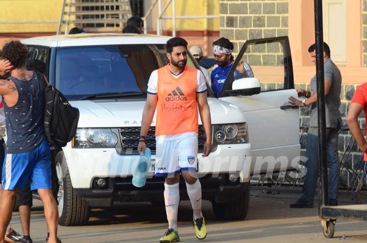 Abhishek Bachchan Snapped Practicing Soccer