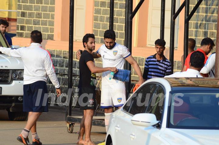 Abhishek Bachchan and Armaan Jain Snapped Practicing Soccer