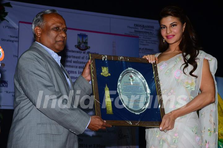 Jacqueline Fernandes was felicitated at International Commerce and Management Conference