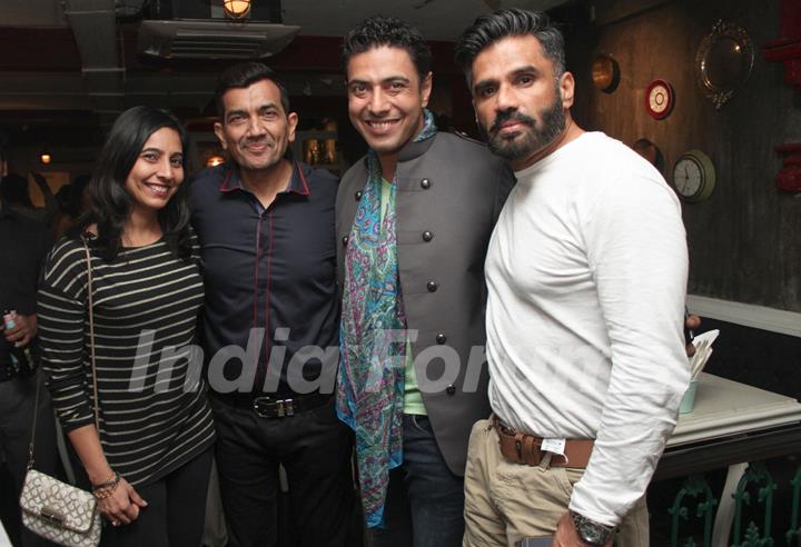 Ranveer Brar, Sanjeev Kapoor and Suniel Shetty at Bombay Vintage, Colaba eatery