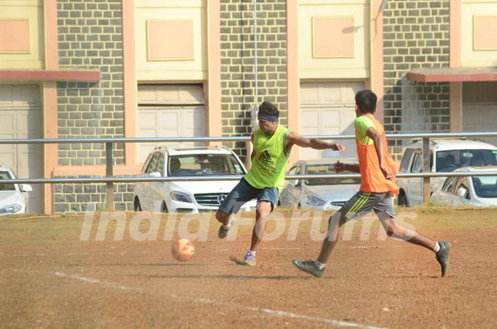 Dino Morea Snapped Practicing Soccer