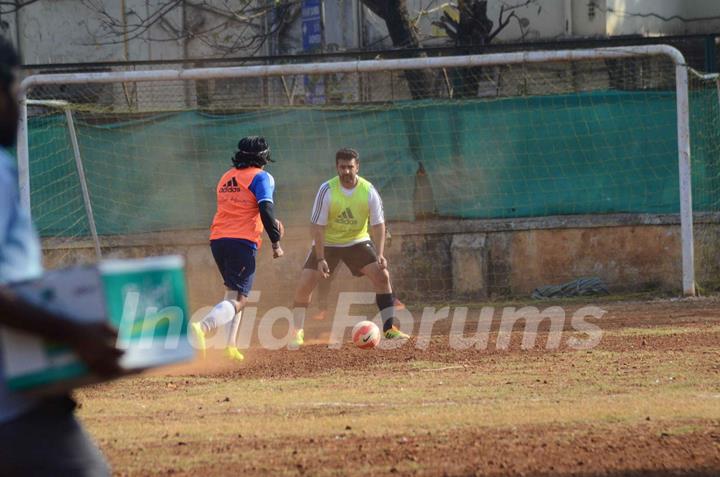 Raj Kundra Snapped Practicing Soccer