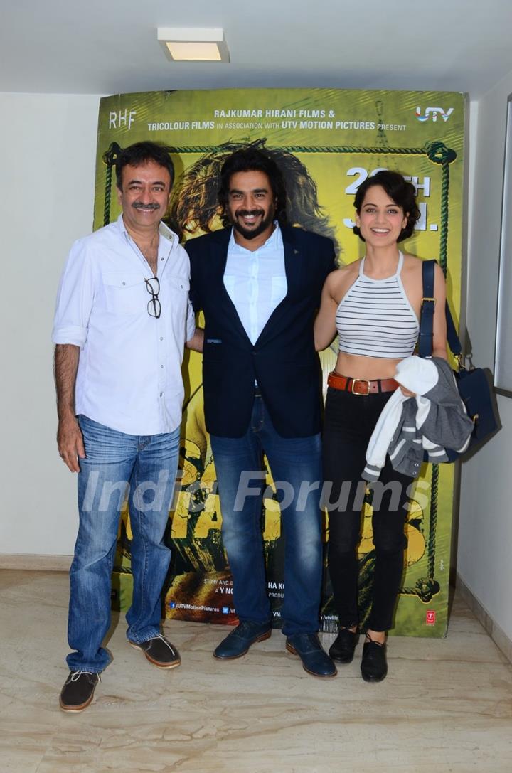 R. Madhavan, Rajkumar Hirani, Kangana Ranaut at Special Screening of Saala Khadoos