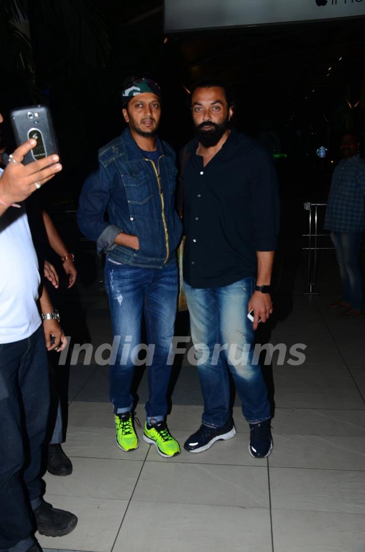 Riteish Deshmukh and Bobby Deol Snapped at Airport