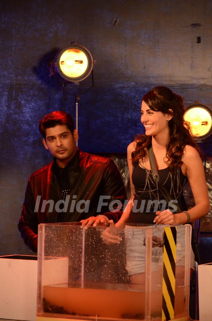 Siddharth Shukla on Bigg Boss 9  with Contestant Mandana Karimi for Khatron Ke Khiladi Task