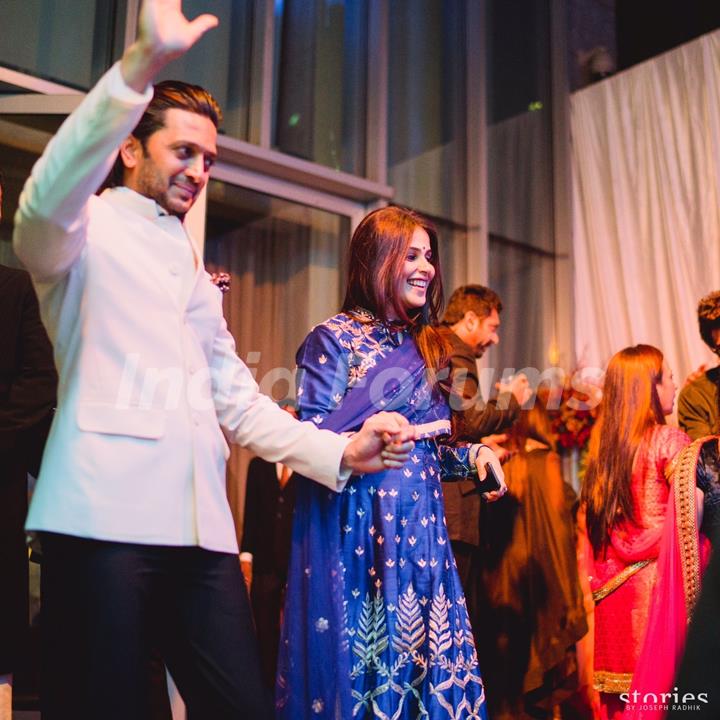 Riteish Deshmukh and Genelia Dsouza attends Asin & Micromax Founder Rahul Sharma's Wedding Reception
