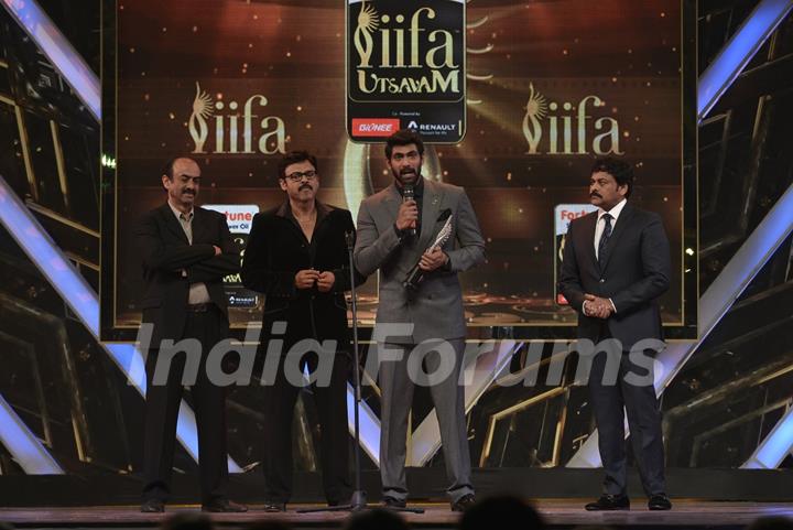 Daggubati Venkatesh, Rana Daggubati and Chiranjeevi at IIFA Utsavam Day 2