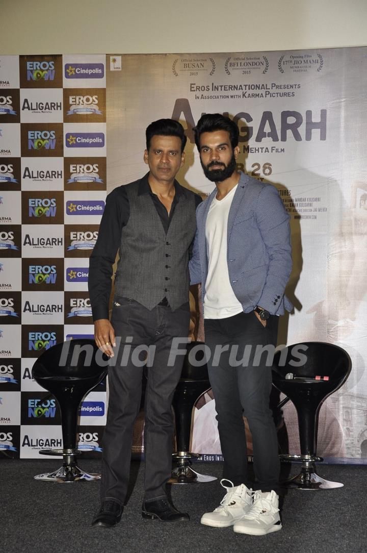 Manoj Bajpayee and Rajkummar Rao at Trailer Launch of 'Aligarh'