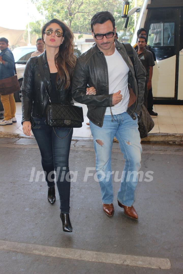 Nawab Saif Ali Khan and Begum Kareena Kapoor Snapped at Airport