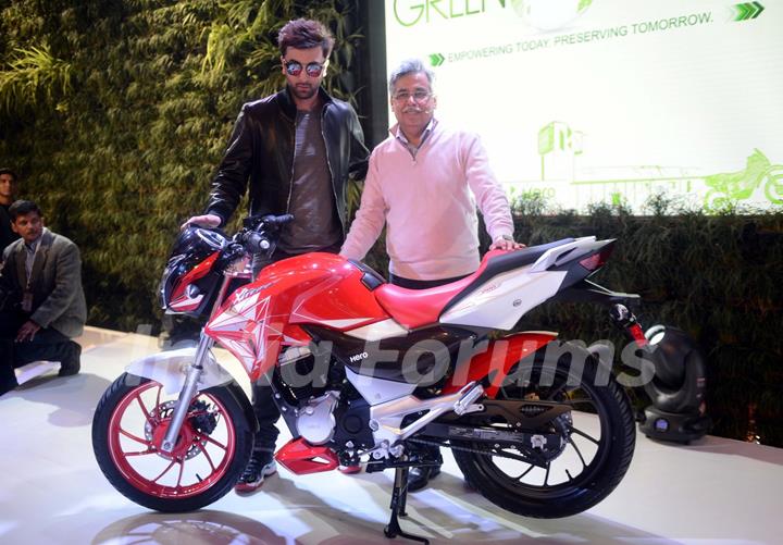 Ranbir Kapoor at Launch of Hero Bikes at Auto Expo in Delhi