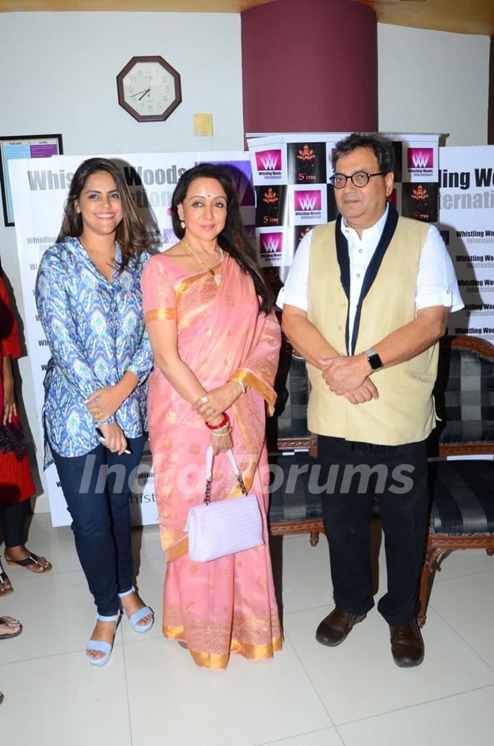 Meghna Ghai, Hema Malini and Subhash Ghai at Whistling Woods