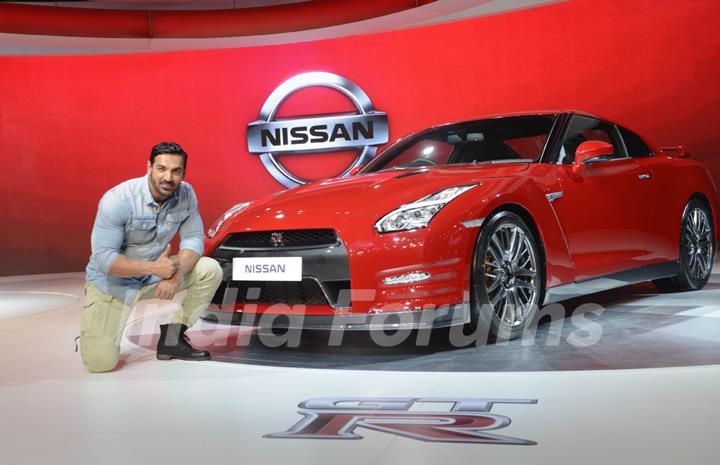 John Abrahan, Brand Ambassador, at Launch of Nissan GTR at Auto Expo