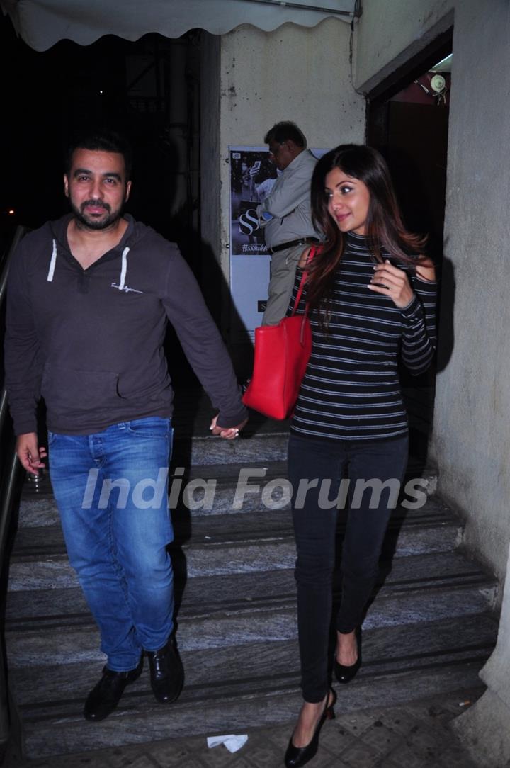 Raj Kundra and Shilpa Shetty were snapped at PVR