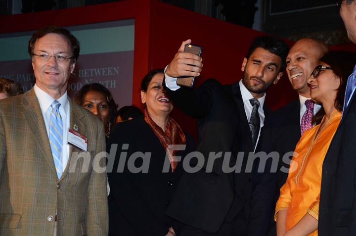 Ranveer Singh spotted clicking selfie with the guests at Toronto's MOU with Film City